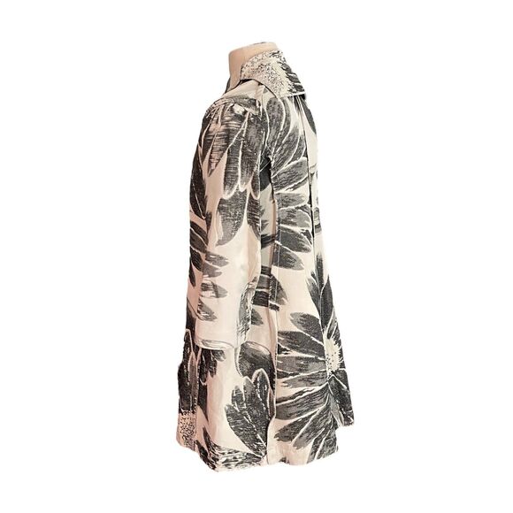 2008 Peachoo + Krejberg Black‎ And Cream Floral Print Dress Coat Size Small - Picture 5 of 9